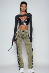 Adriano Bağcıklı Kot Pantolon